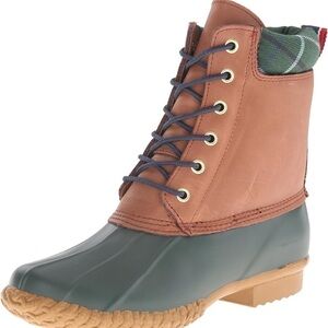 Tommy Hilfiger Russel Brown Green Leather Lace Up Rain Duck Boots SIZE 7